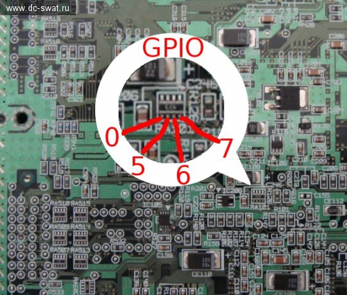 Sega Dreamcast motherboard with GPIO pins