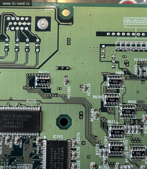 NAOMI motherboard - JP3 back soldered NAOMI motherboard - JP3 back soldered